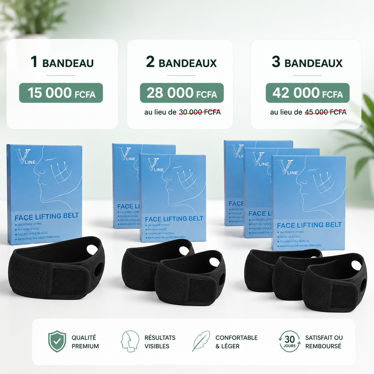 Bandeau Anti Double Menton & Grosses Joues™ — Visage Plus beau & Mieux Dessiné Bel Soin