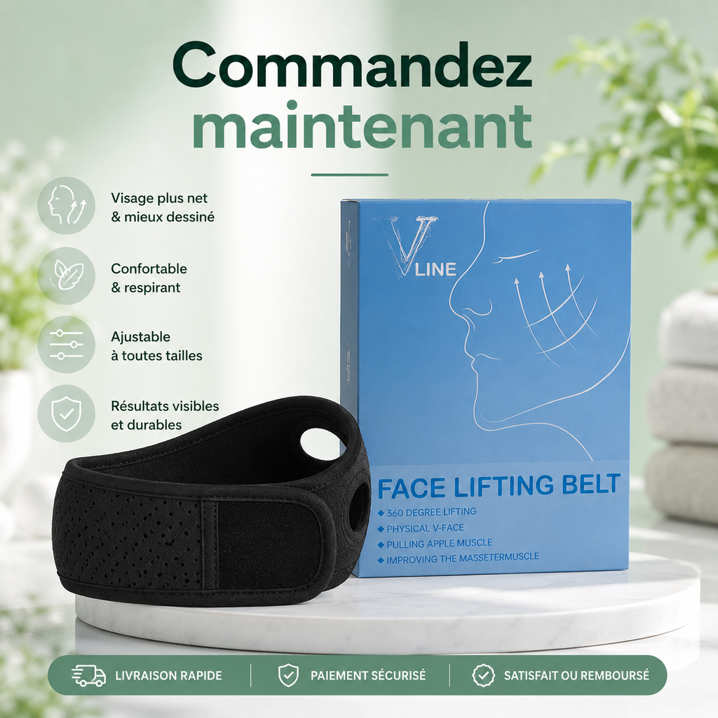 Bandeau Anti Double Menton & Grosses Joues™ — Visage Plus beau & Mieux Dessiné Bel Soin