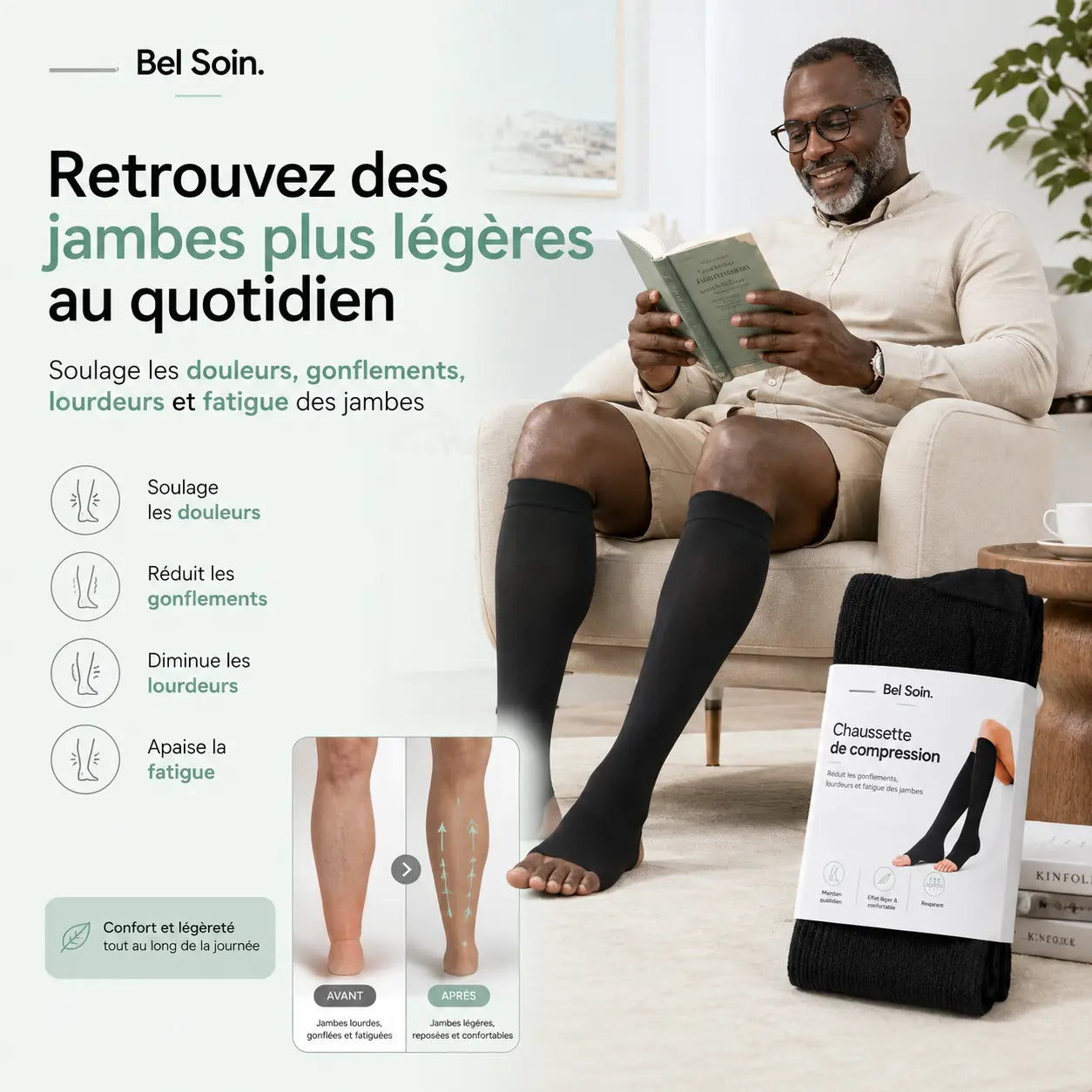 Chaussette de Compression Bel Soin™ — Soulagez les jambes douloureuses & lourdes Bel Soin