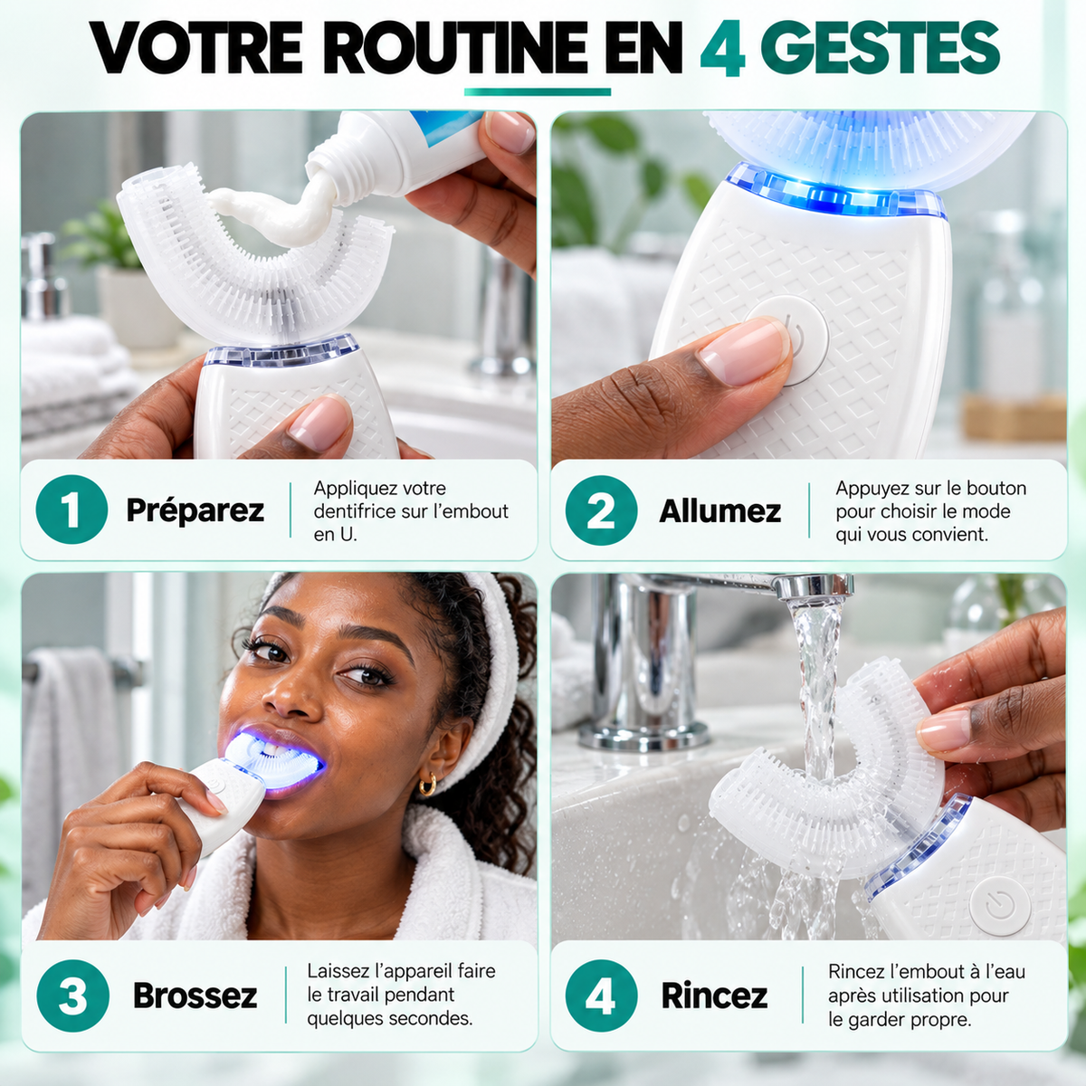 Brosse à Dents Électrique Automatique en U – Des dents Soignées, Une Routine Simplifiée Bel Soin