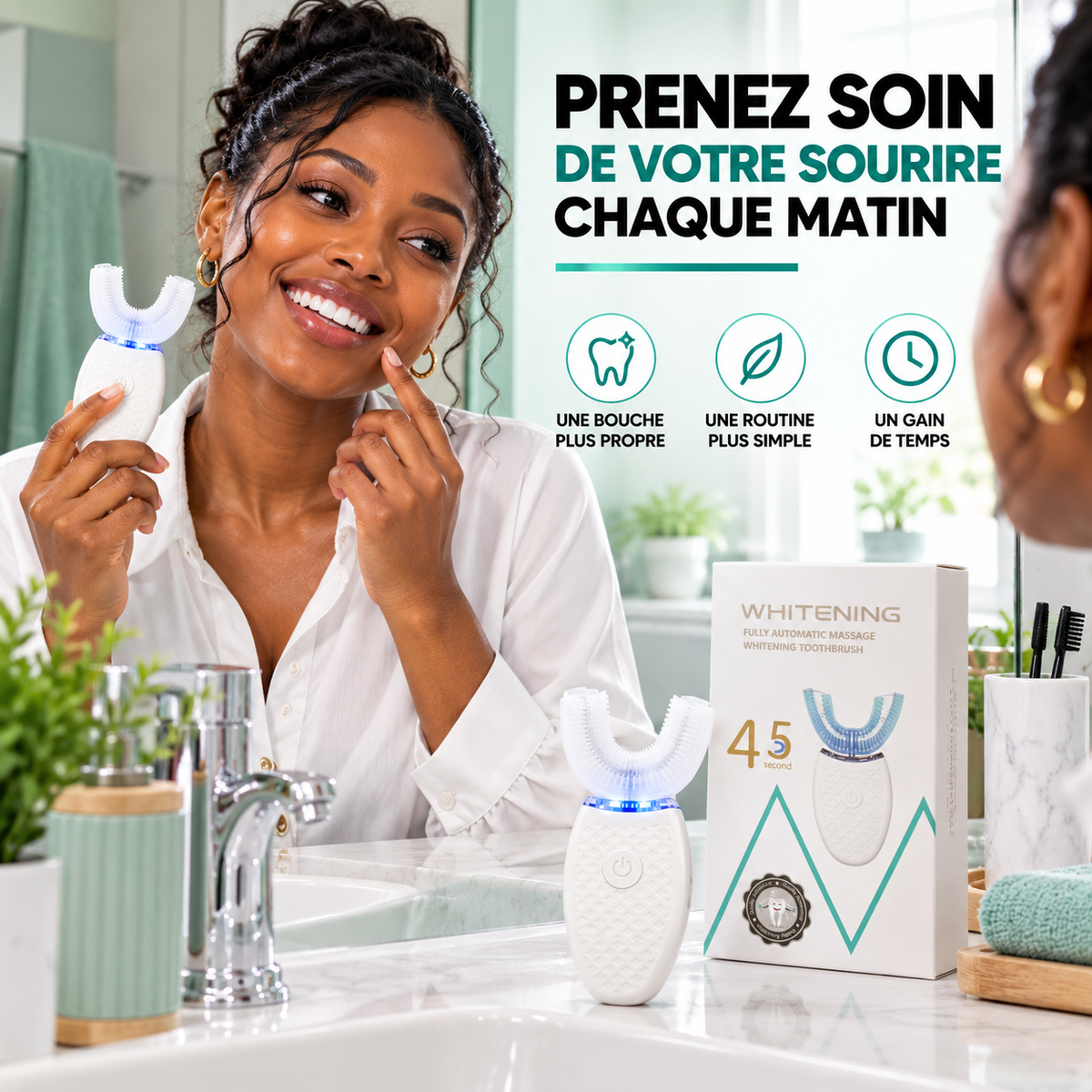 Brosse à Dents Électrique Automatique en U – Des dents Soignées, Une Routine Simplifiée Bel Soin