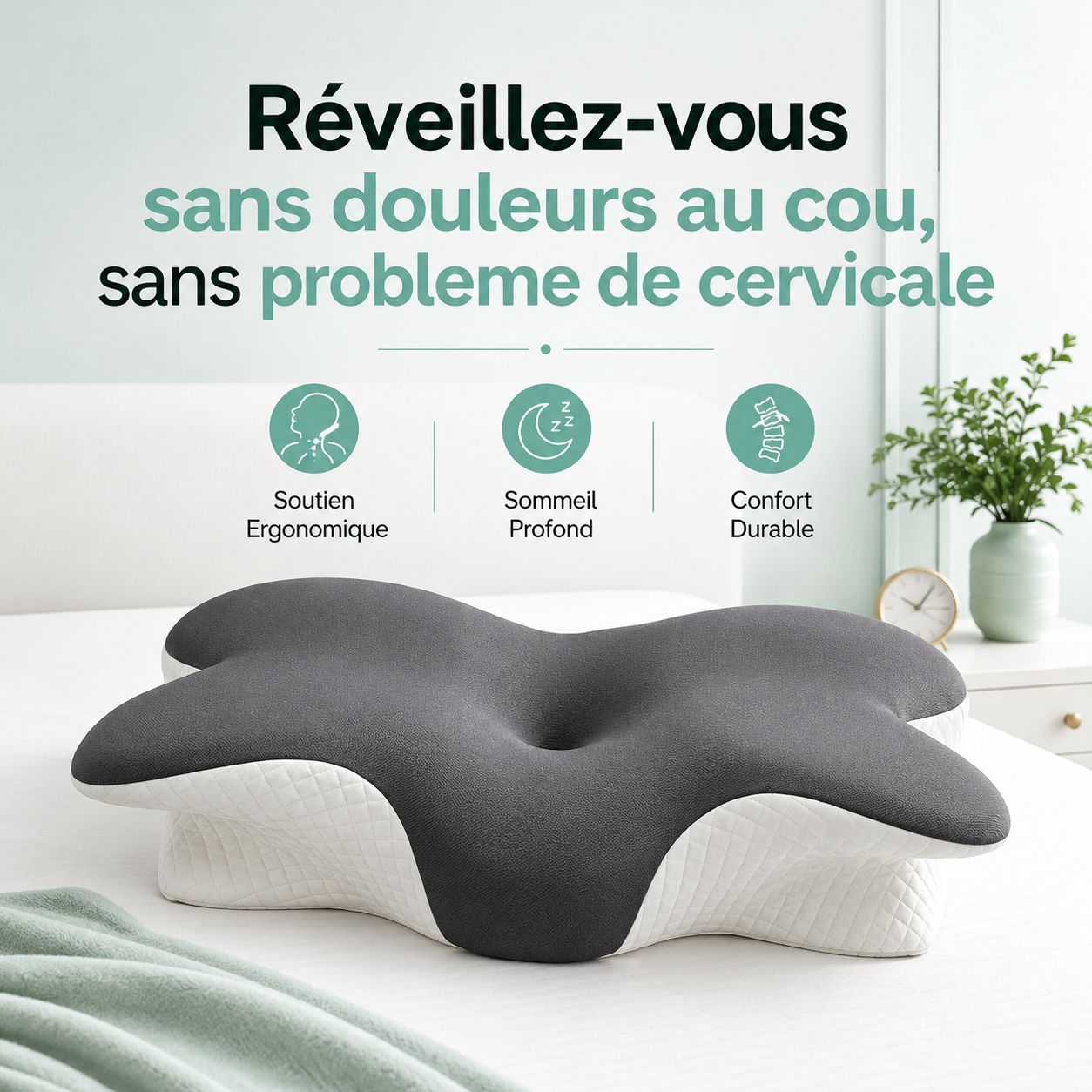 Oreiller Ergonomique – Anti-Douleur Cou & Cervicales Bel Soin