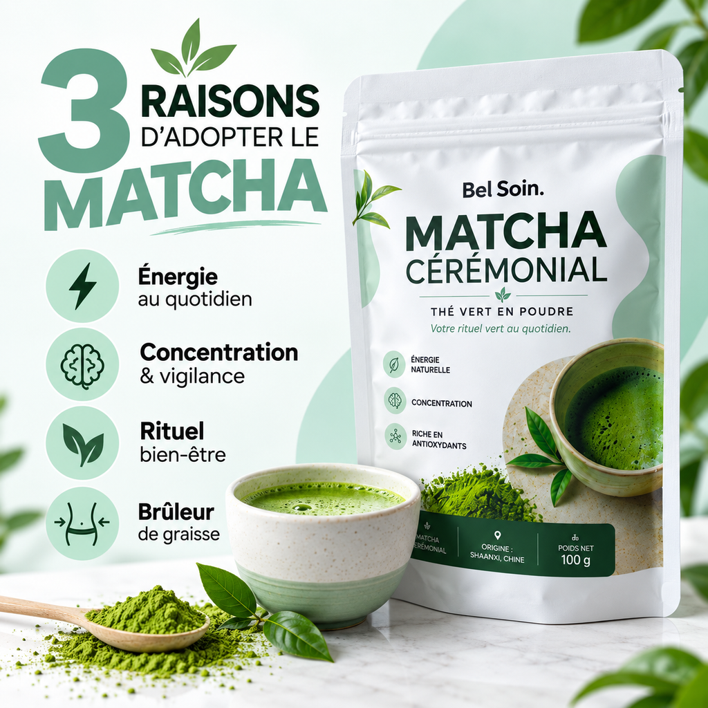 Matcha Cérémonial Premium™ – Énergie, Concentration & Bien-Être | 100 g Bel Soin