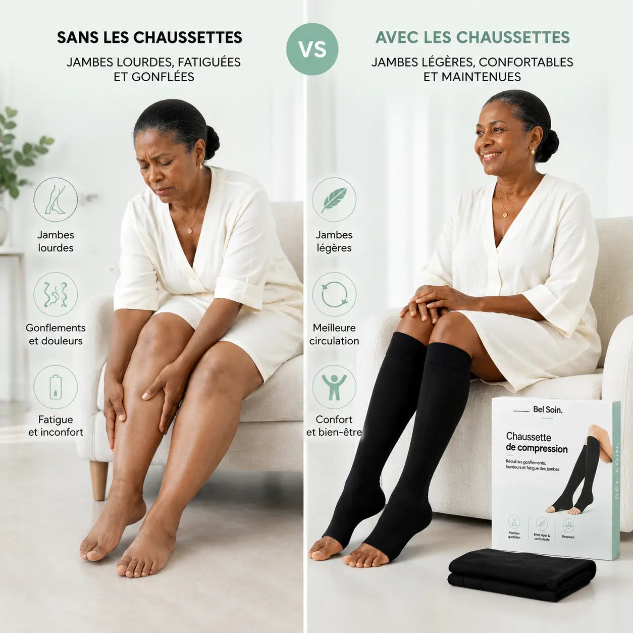 Chaussette de Compression Bel Soin™ — Soulagez les jambes douloureuses & lourdes Bel Soin