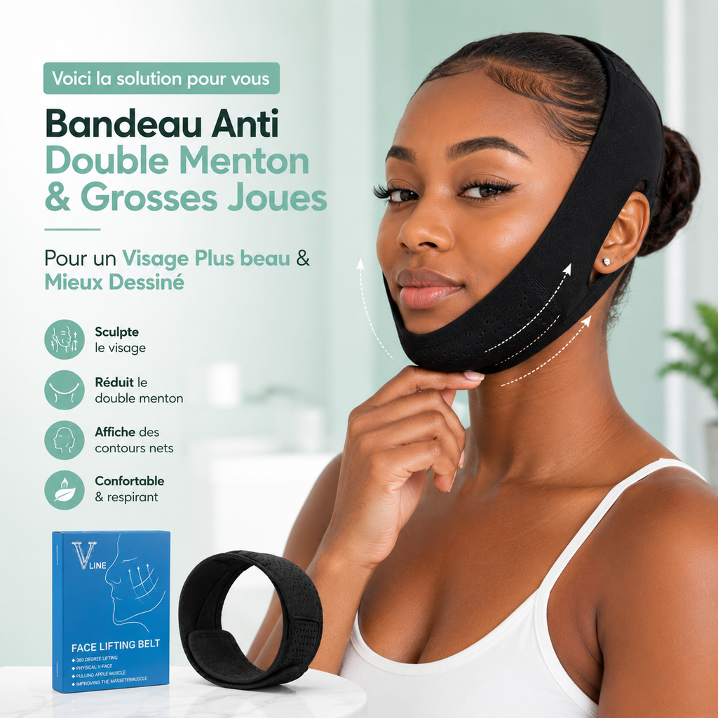 Bandeau Anti Double Menton & Grosses Joues™ — Visage Plus beau & Mieux Dessiné Bel Soin