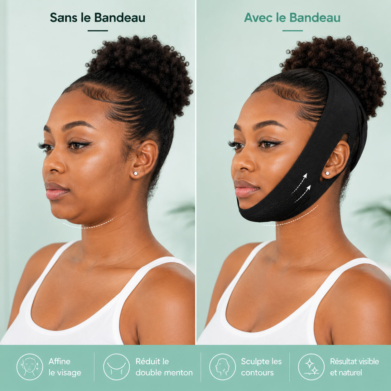 Bandeau Anti Double Menton & Grosses Joues™ — Visage Plus beau & Mieux Dessiné Bel Soin