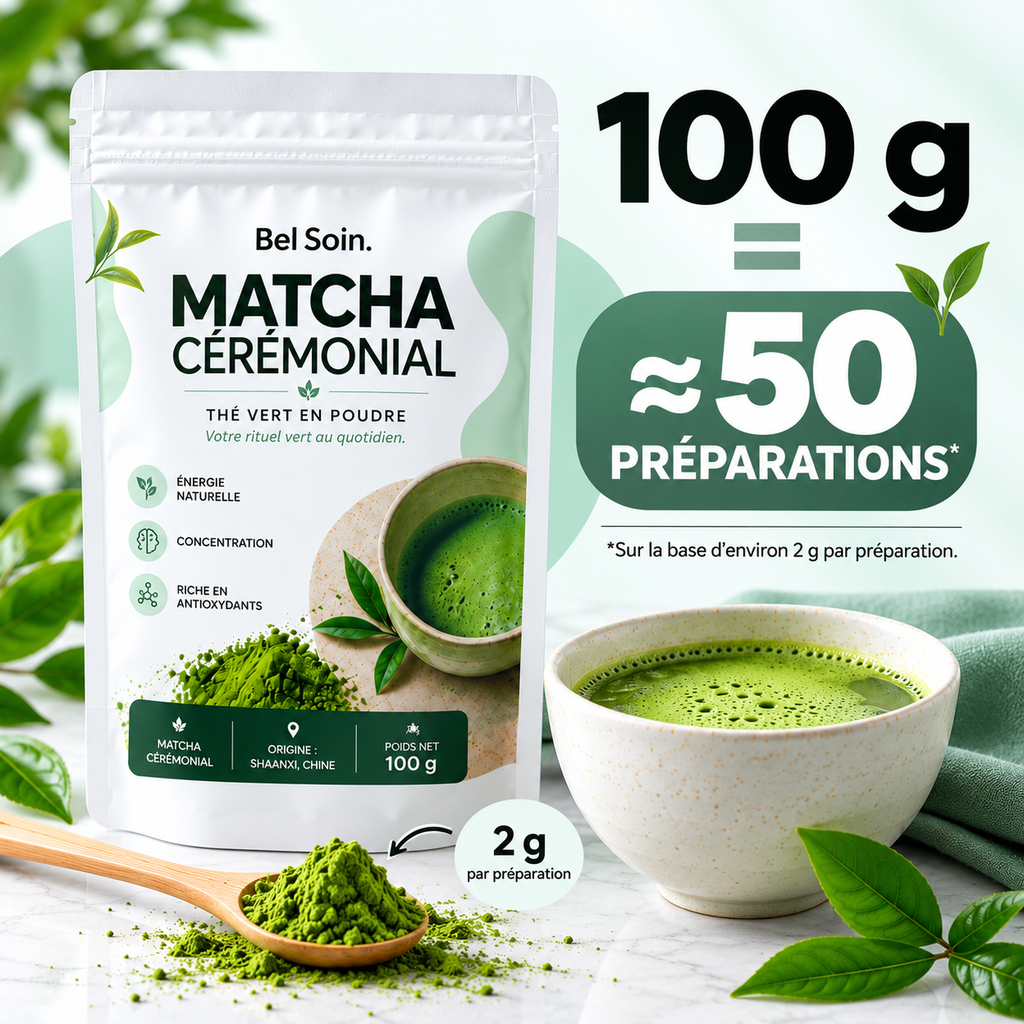 Matcha Cérémonial Premium™ – Énergie, Concentration & Bien-Être | 100 g Bel Soin