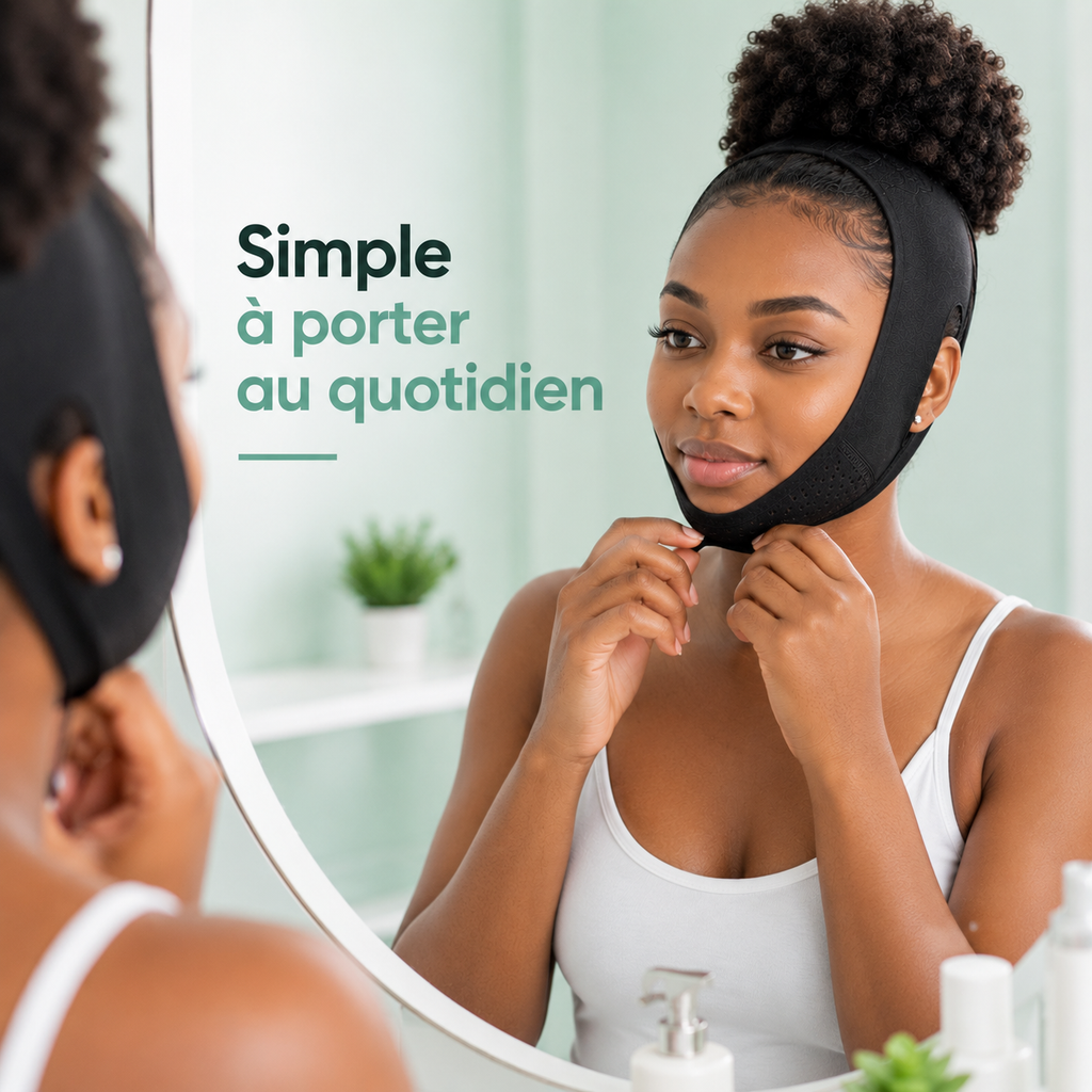 Bandeau Anti Double Menton & Grosses Joues™ — Visage Plus beau & Mieux Dessiné Bel Soin