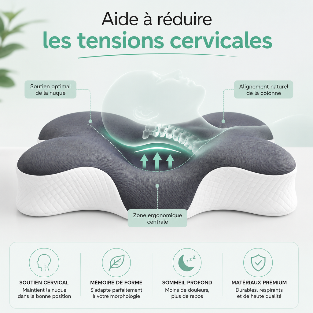 Oreiller Ergonomique – Anti-Douleur Cou & Cervicales Bel Soin