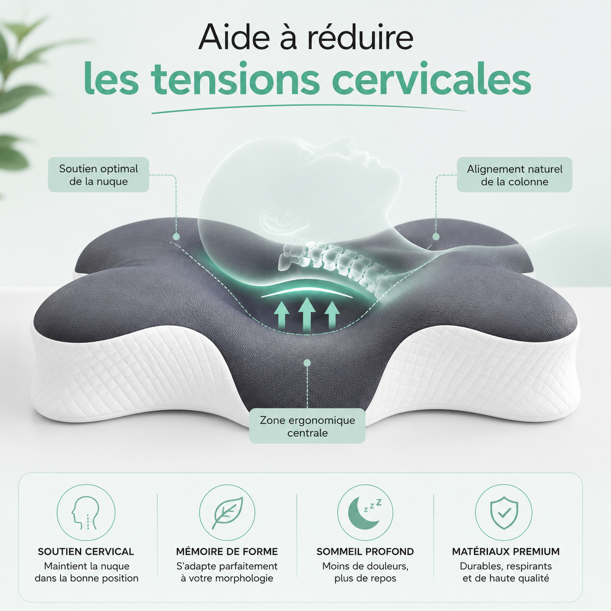 Oreiller Ergonomique – Anti-Douleur Cou & Cervicales Bel Soin