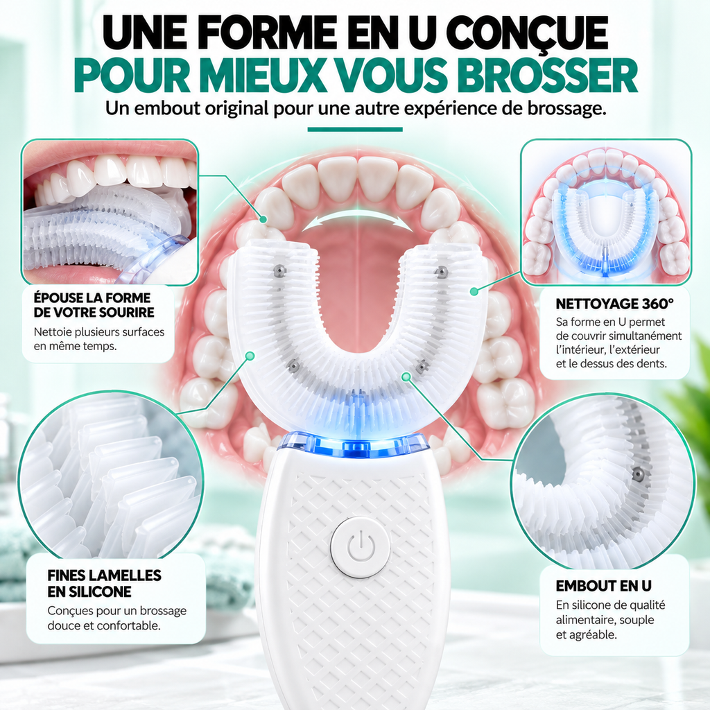 Brosse à Dents Électrique Automatique en U – Des dents Soignées, Une Routine Simplifiée Bel Soin
