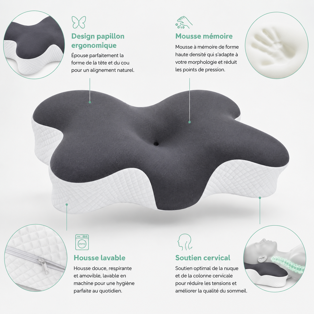 Oreiller Ergonomique – Anti-Douleur Cou & Cervicales Bel Soin