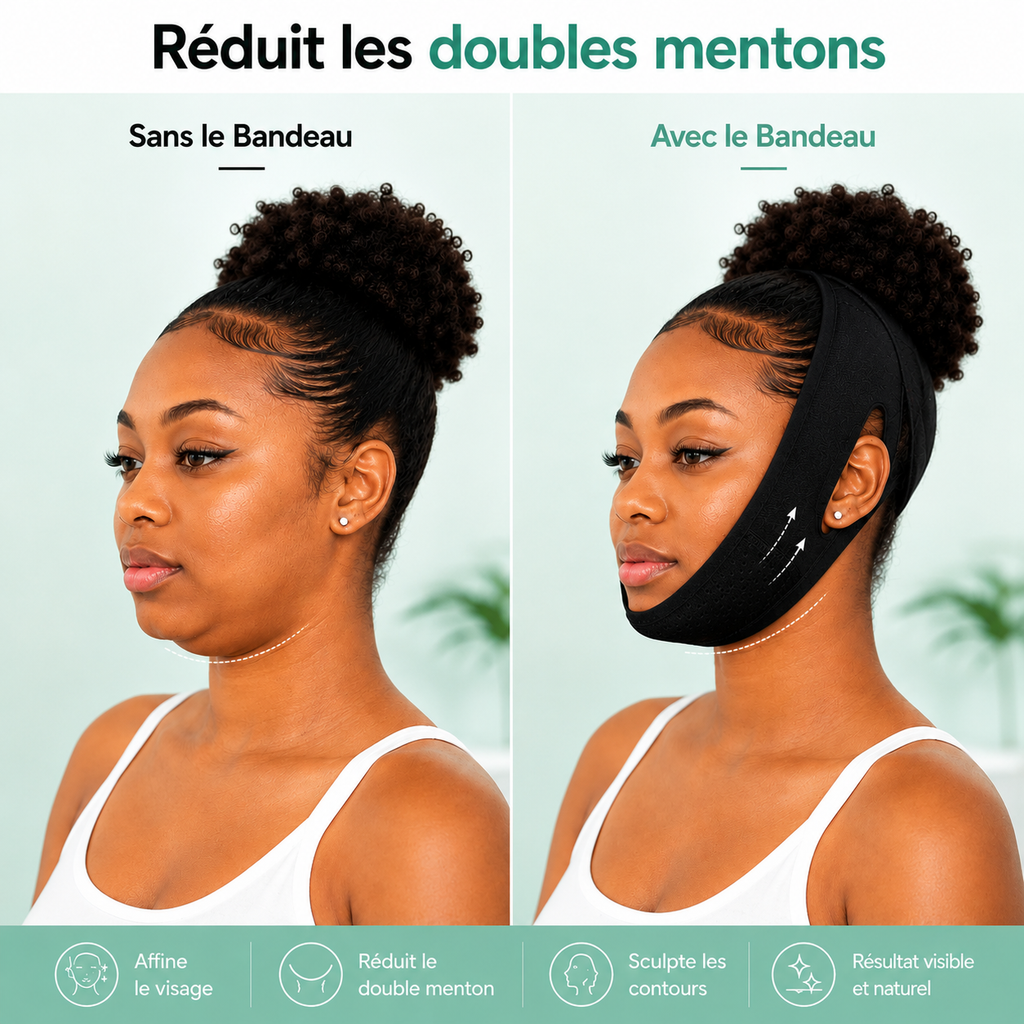 Bandeau Anti Double Menton & Grosses Joues™ — Visage Plus beau & Mieux Dessiné Bel Soin