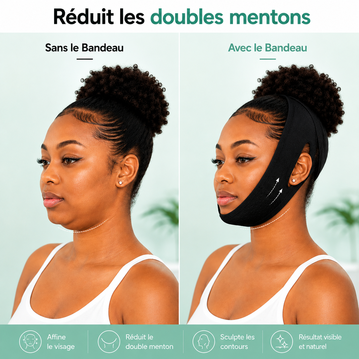 Bandeau Anti Double Menton & Grosses Joues™ — Visage Plus beau & Mieux Dessiné Bel Soin