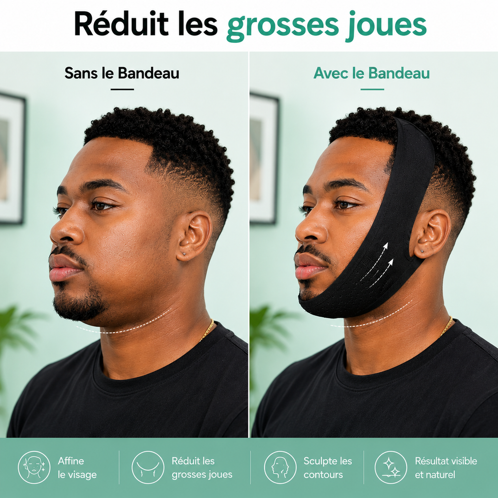 Bandeau Anti Double Menton & Grosses Joues™ — Visage Plus beau & Mieux Dessiné Bel Soin