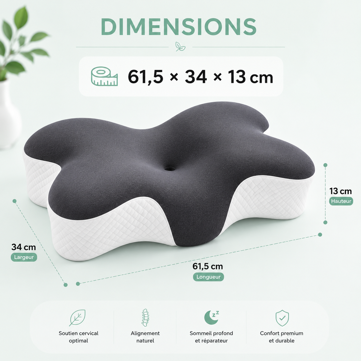 Oreiller Ergonomique – Anti-Douleur Cou & Cervicales Bel Soin