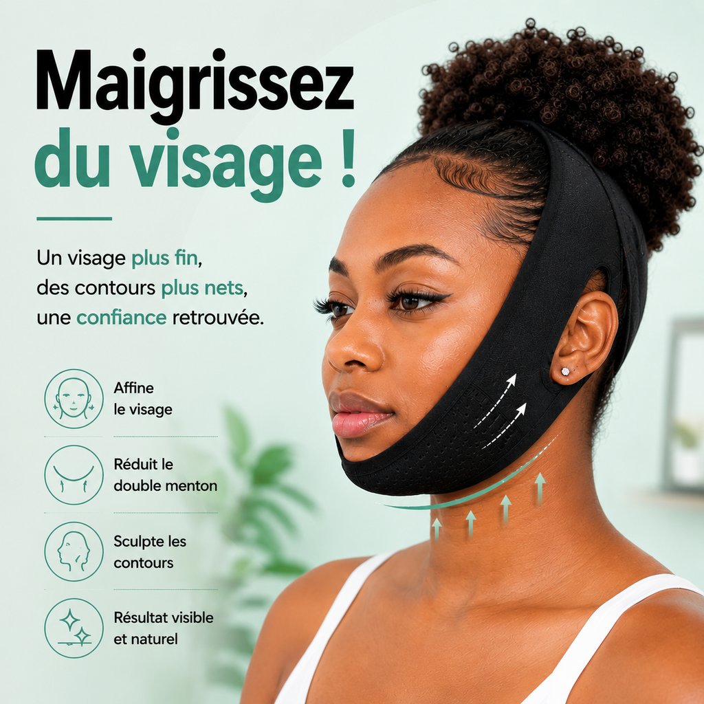 Bandeau Anti Double Menton & Grosses Joues™ — Visage Plus beau & Mieux Dessiné Bel Soin