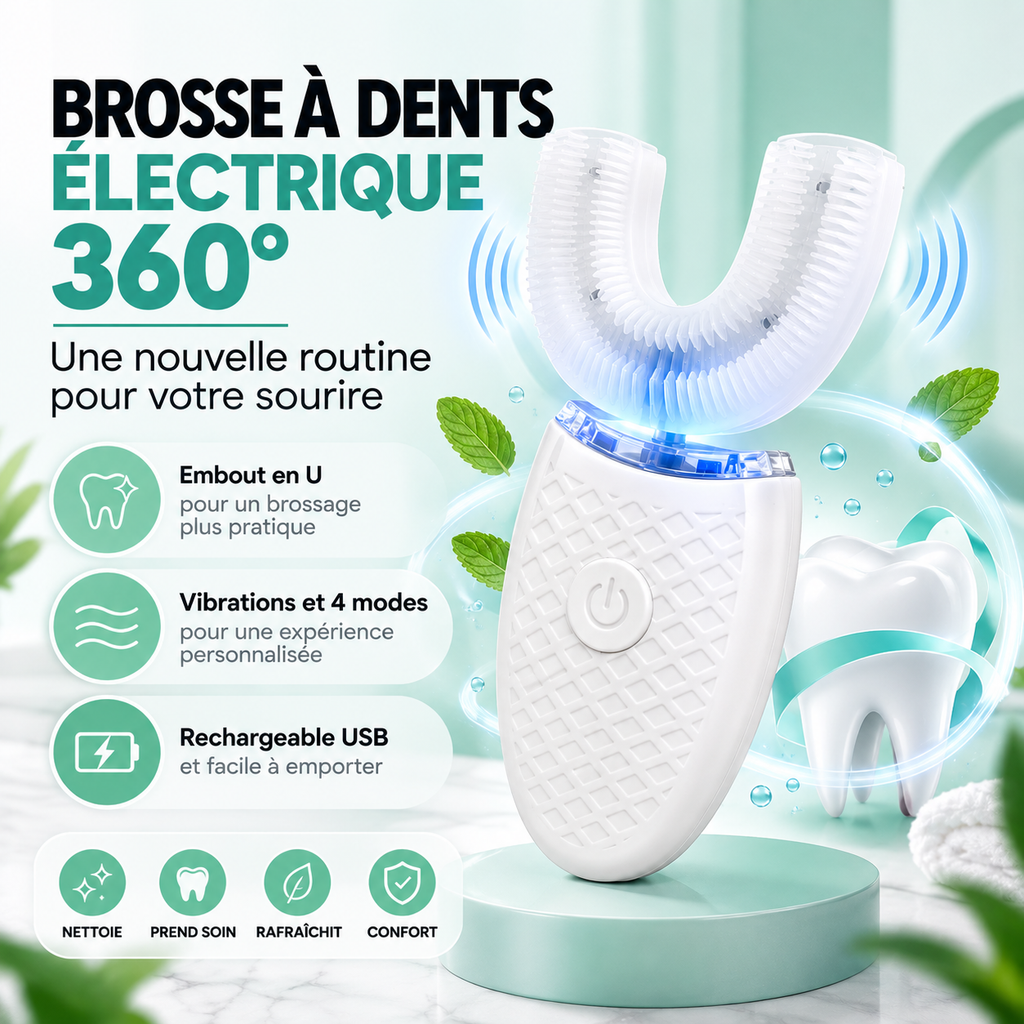 Brosse à Dents Électrique Automatique en U – Des dents Soignées, Une Routine Simplifiée Bel Soin